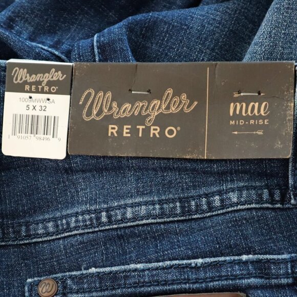 Wrangler Retro Mae Mid-Rise Stretch Jeans Sophia Dark Wash Flare NWT New 5 X 32 - Picture 7 of 7
